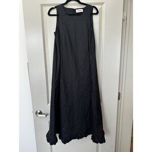 Meimeij Midi Sleeveless Black Dress Ruffle Hem Size IT 40 or US Small